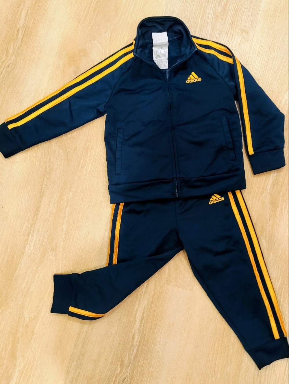 adidas Navy and Yellow Kids Tracksuit Matching Set